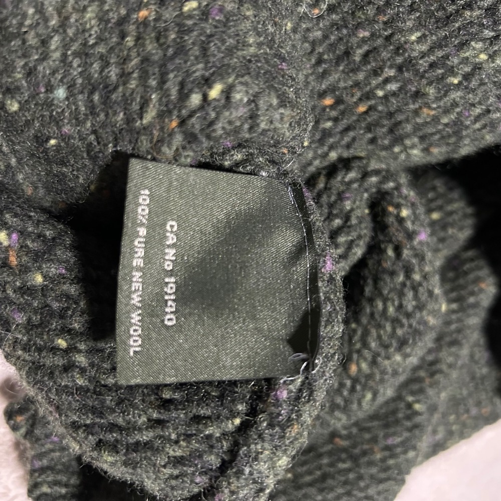 Aran Sweater Market Quarter Zip Mens XXL Green Donegal Tweed Wool Made N Ireland - Picture 5 of 10